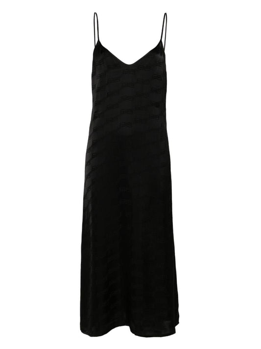Black Bb Monogram Slip Dress