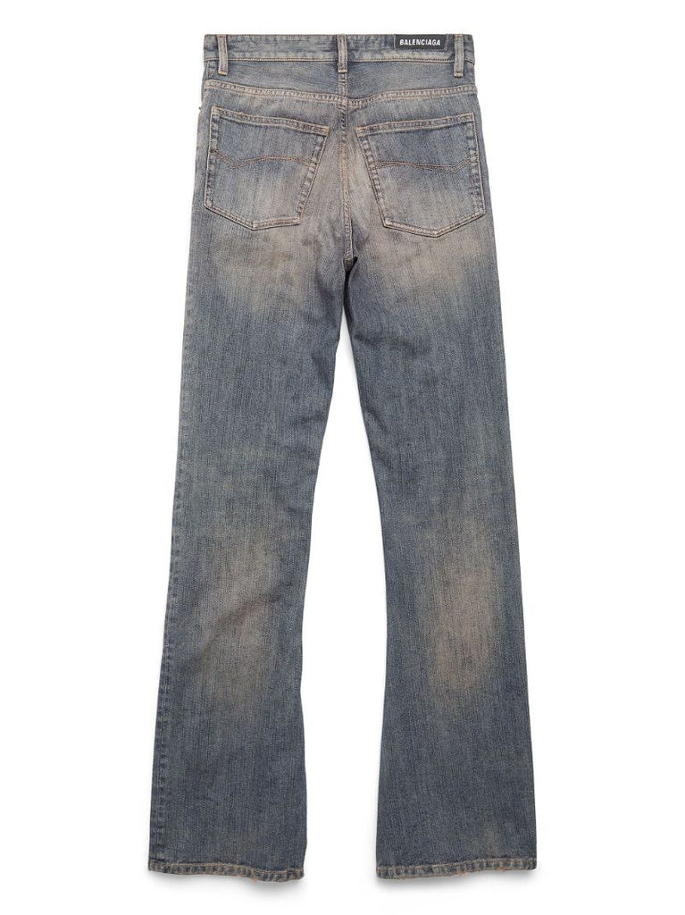 Blue Faded-effect Bootcut Jeans