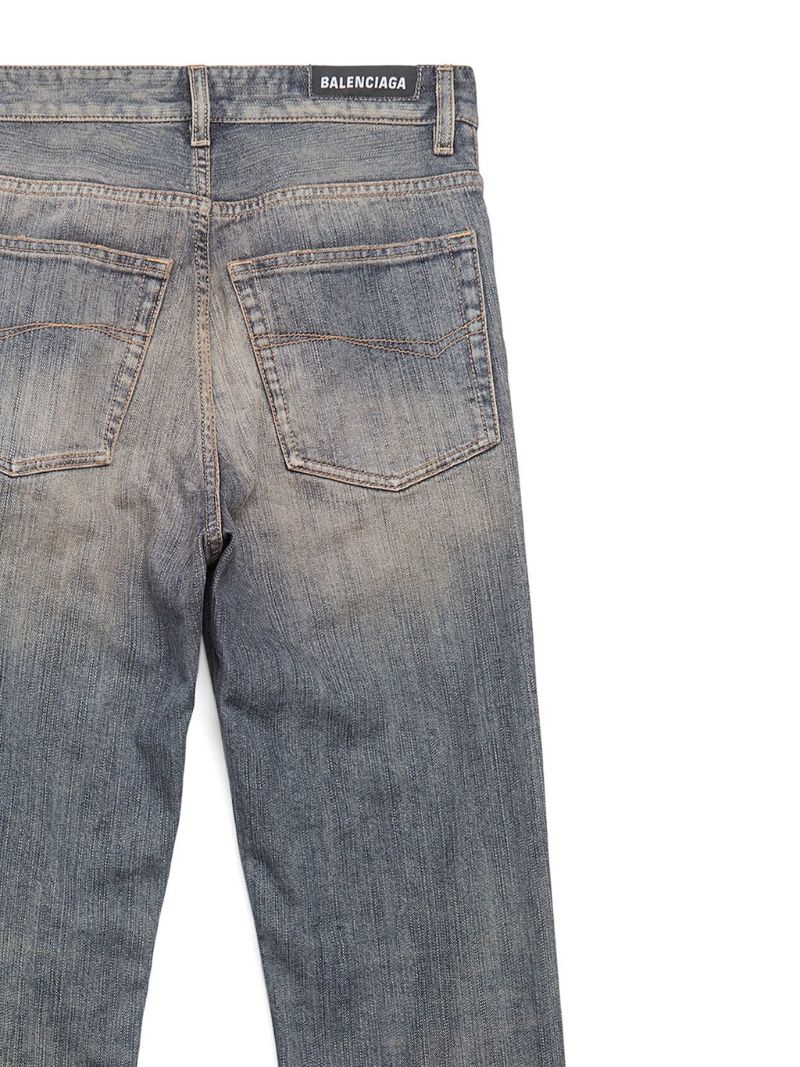 Blue Faded-effect Bootcut Jeans