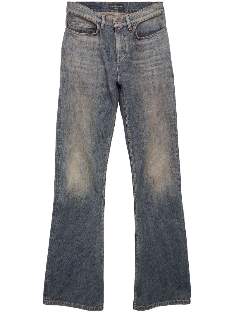 Blue Faded-effect Bootcut Jeans