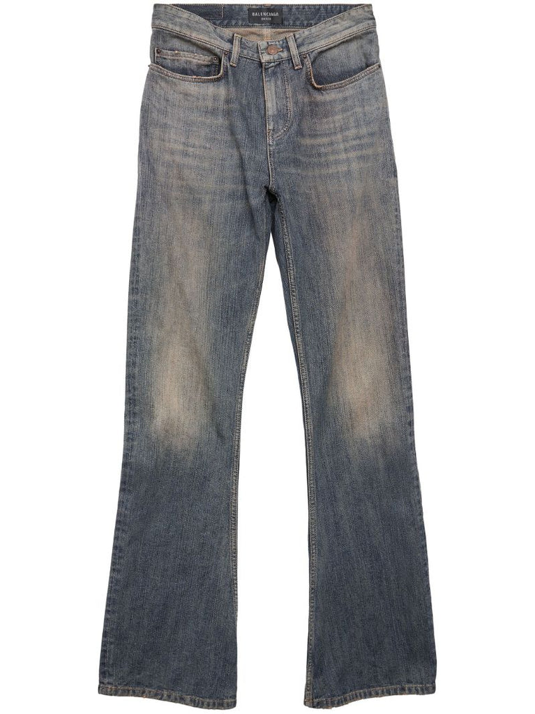 Blue Faded-effect Bootcut Jeans