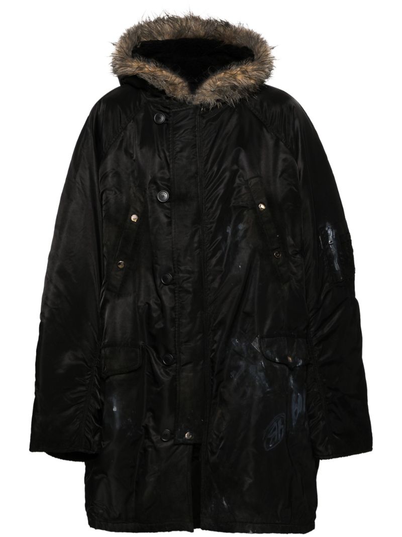 Black Splatter-paint Parka Coat