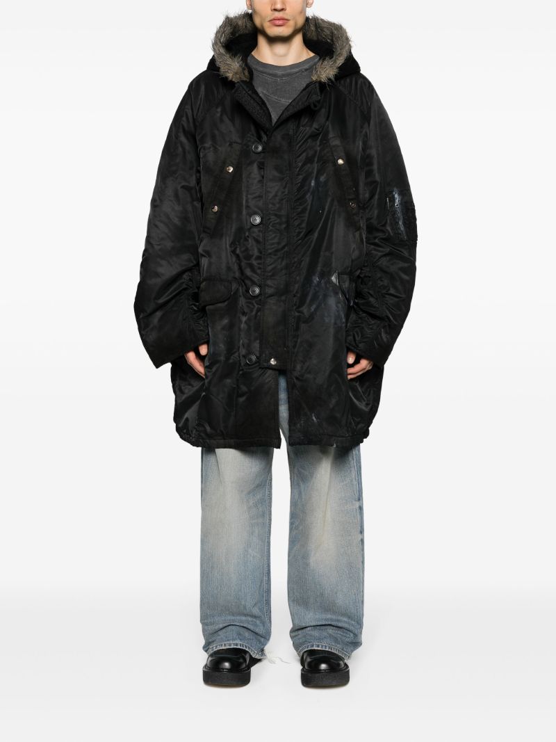 Black Splatter-paint Parka Coat