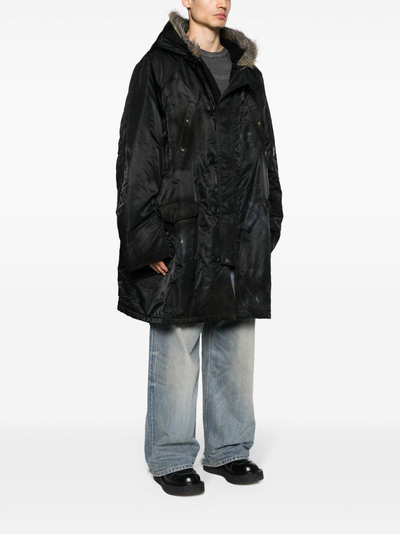 Black Splatter-paint Parka Coat