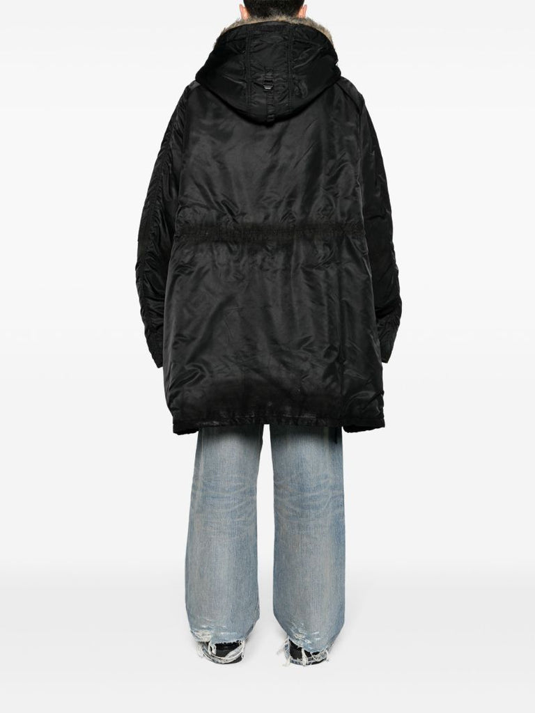 Black Splatter-paint Parka Coat