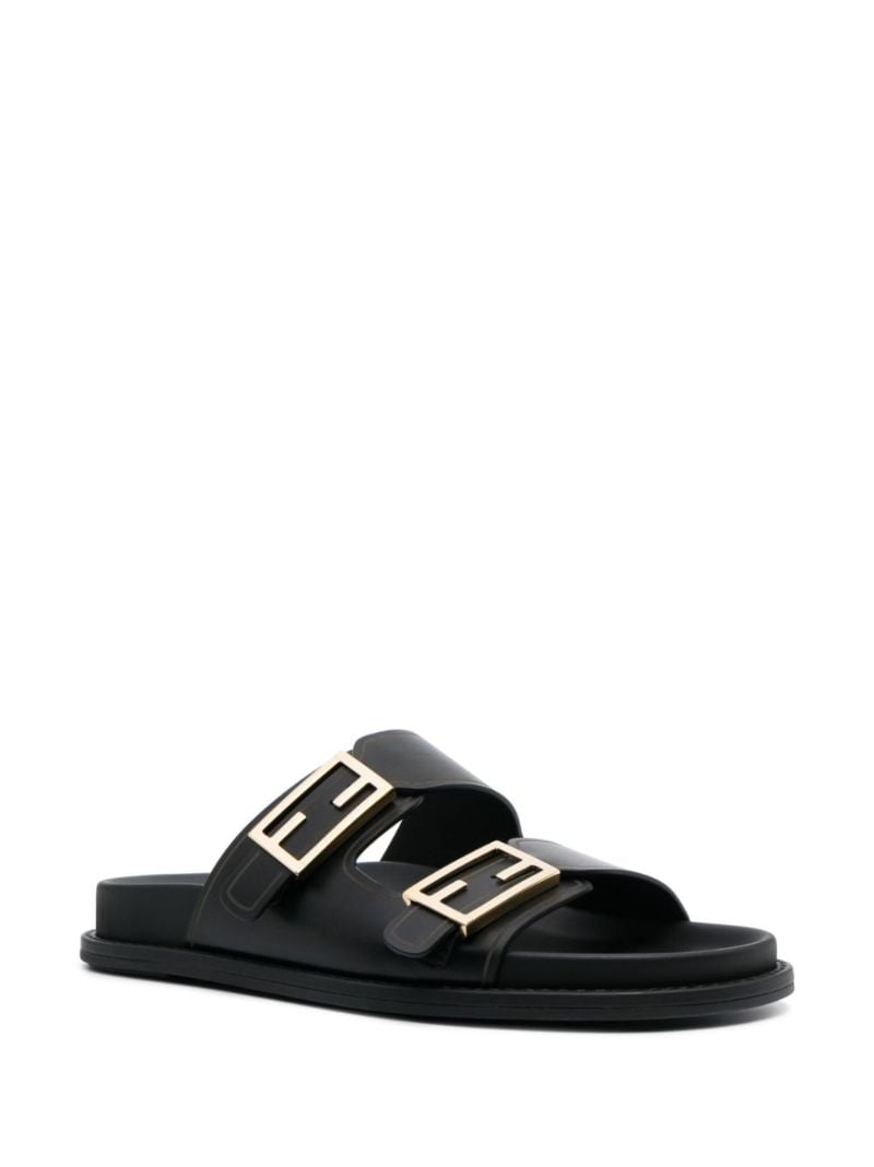 Black Fendi Feel Leather Sandals