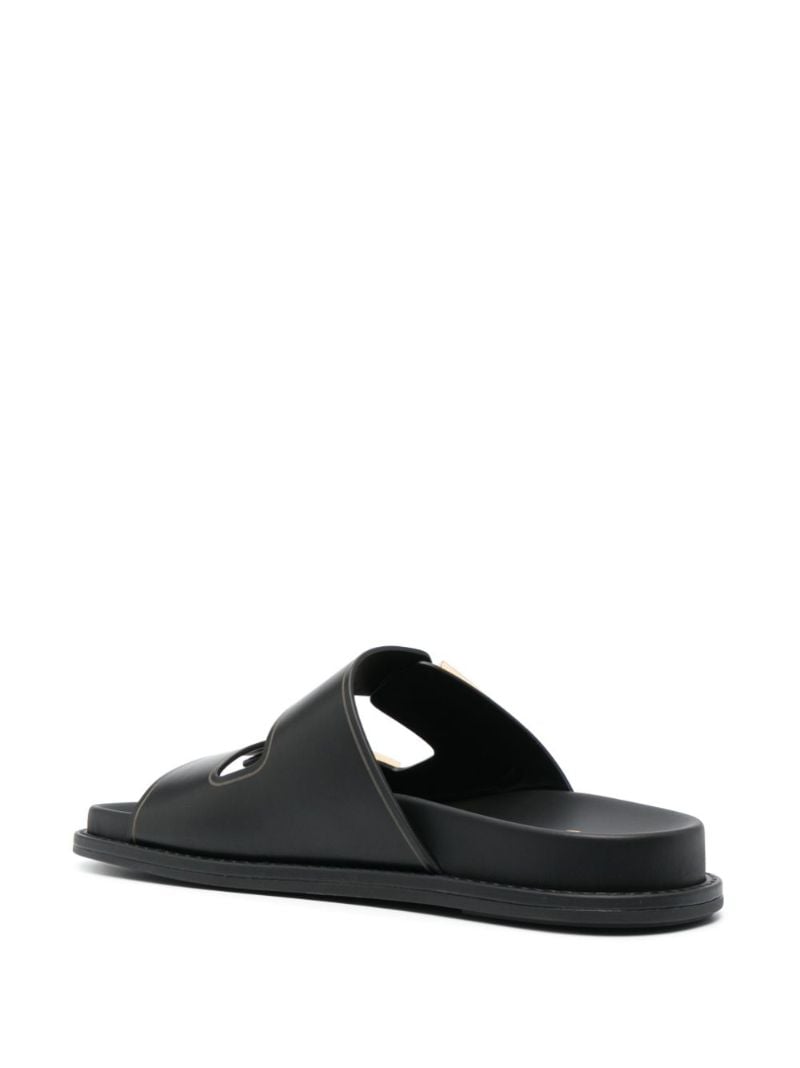 Black Fendi Feel Leather Sandals