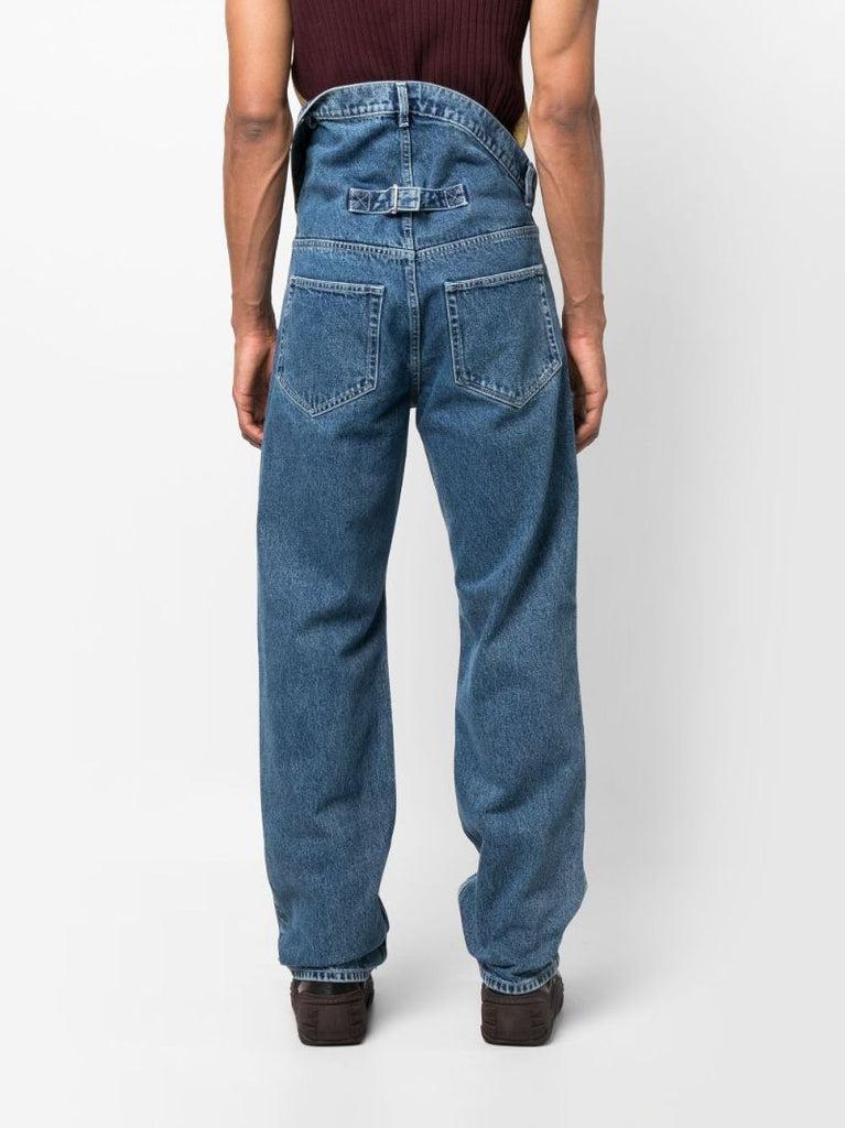 Blue Asymmetric Waist Straight-leg Jeans