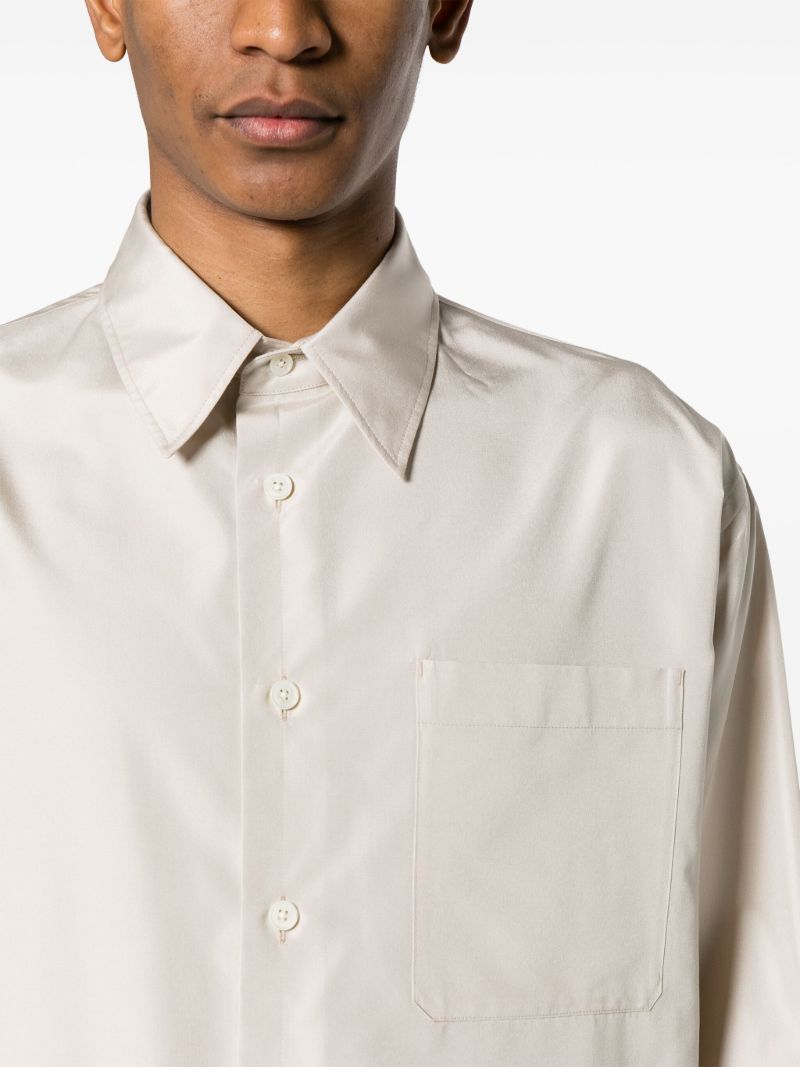 Neutral Long-sleeve Silk Shirt