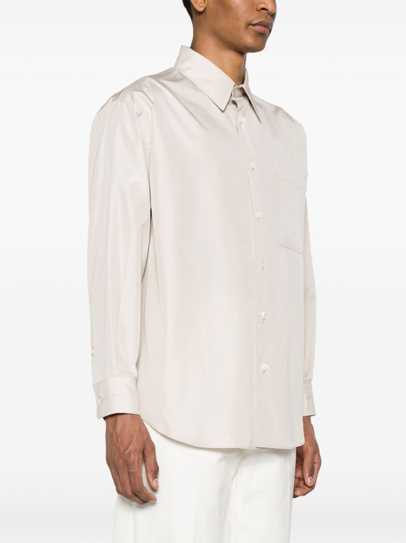 Neutral Long-sleeve Silk Shirt