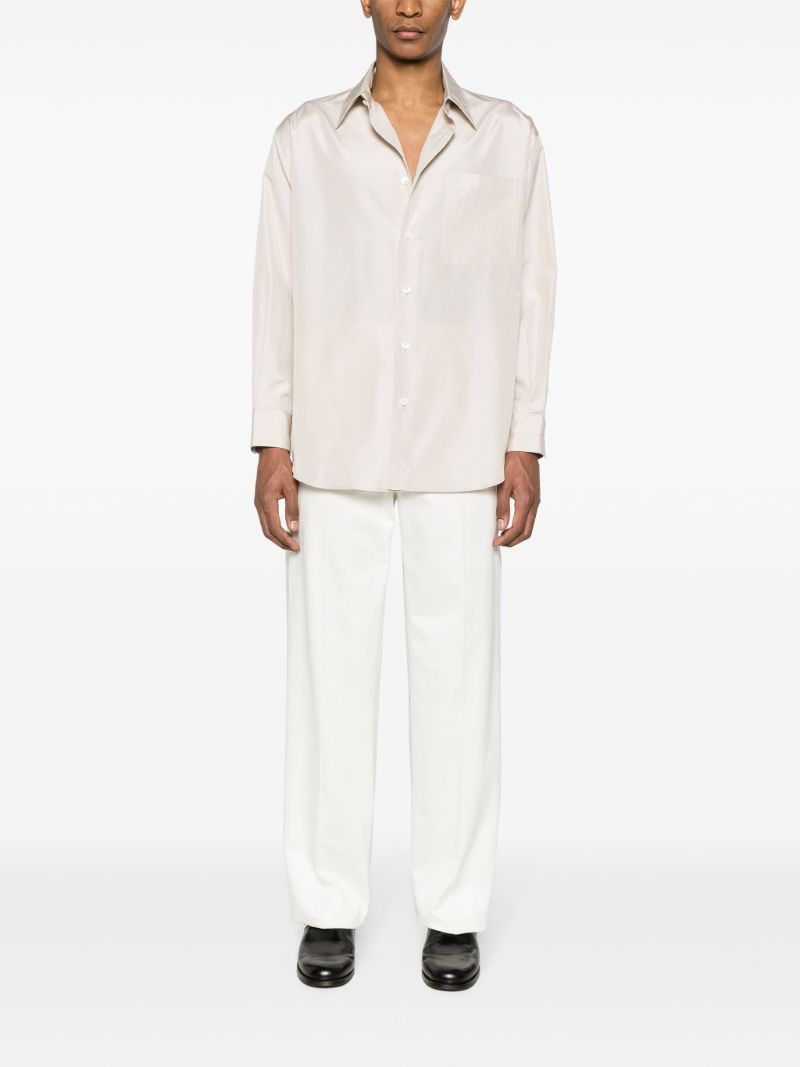 Neutral Long-sleeve Silk Shirt