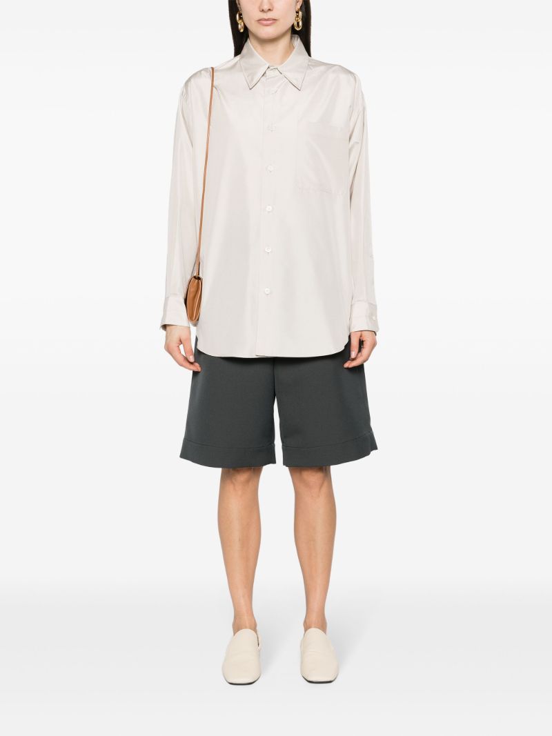Neutral Long-sleeve Silk Shirt