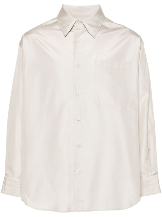 Neutral Long-sleeve Silk Shirt