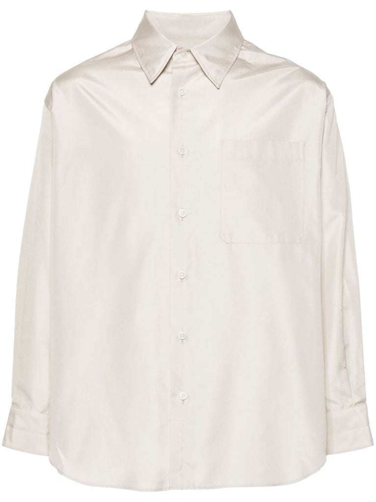 Neutral Long-sleeve Silk Shirt