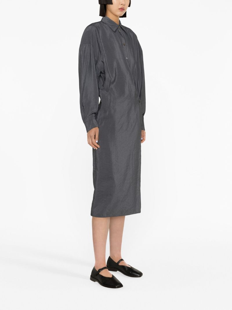 Grey Wrap-front Shirt Dress