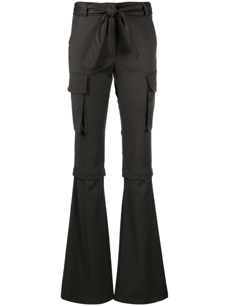 Grey Belted Flared Trousers