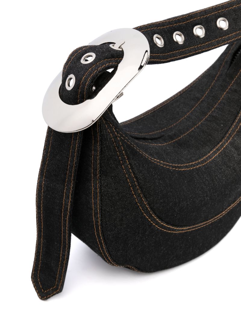 Grey Buckle-detail Denim Should Bag
