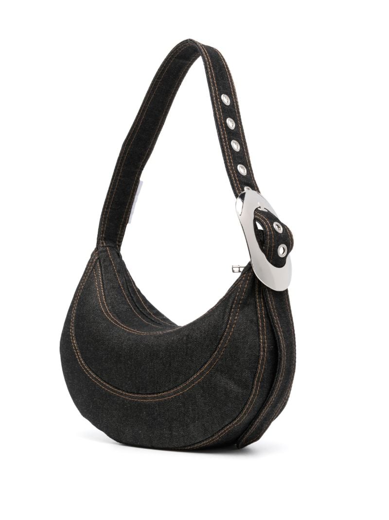 Grey Buckle-detail Denim Should Bag