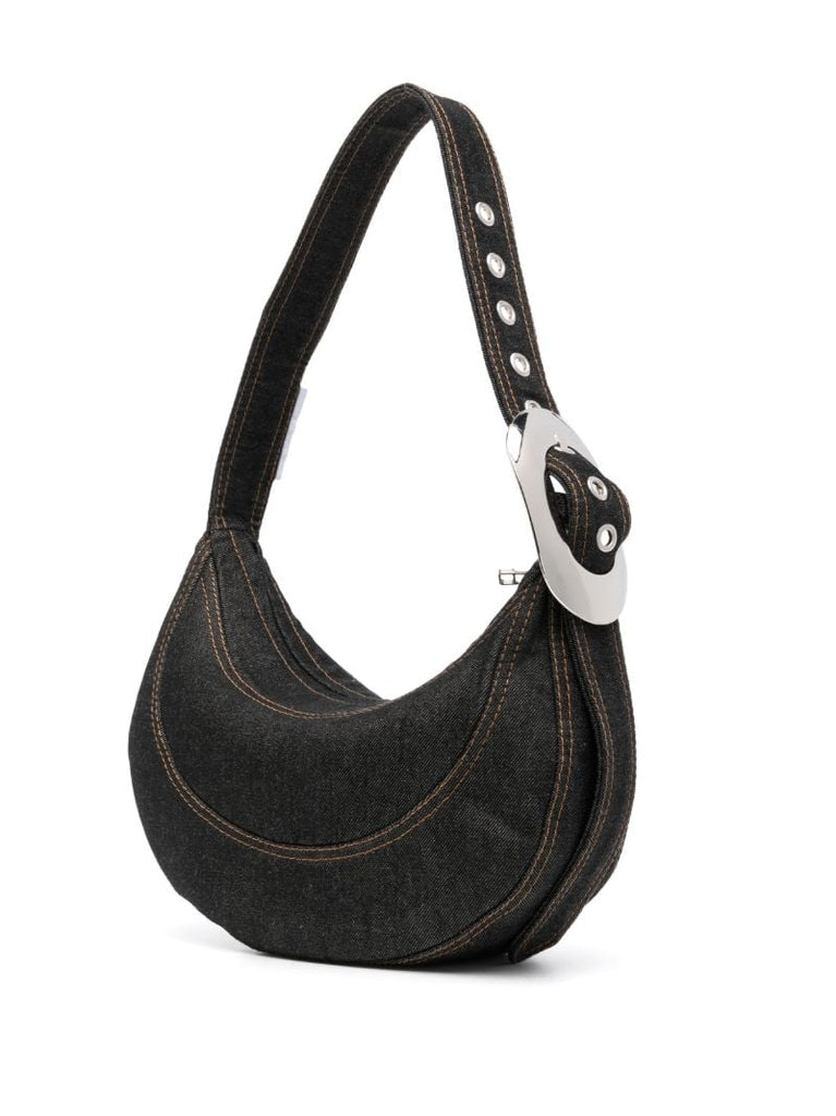 Grey Buckle-detail Denim Should Bag