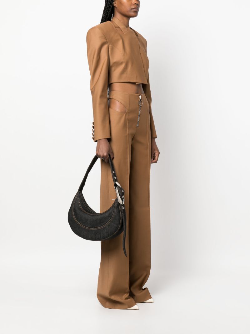 Grey Buckle-detail Denim Should Bag