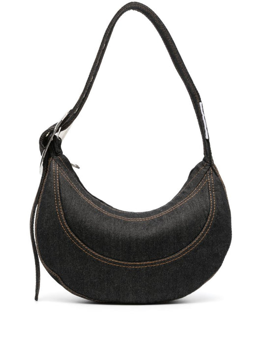 Grey Buckle-detail Denim Should Bag