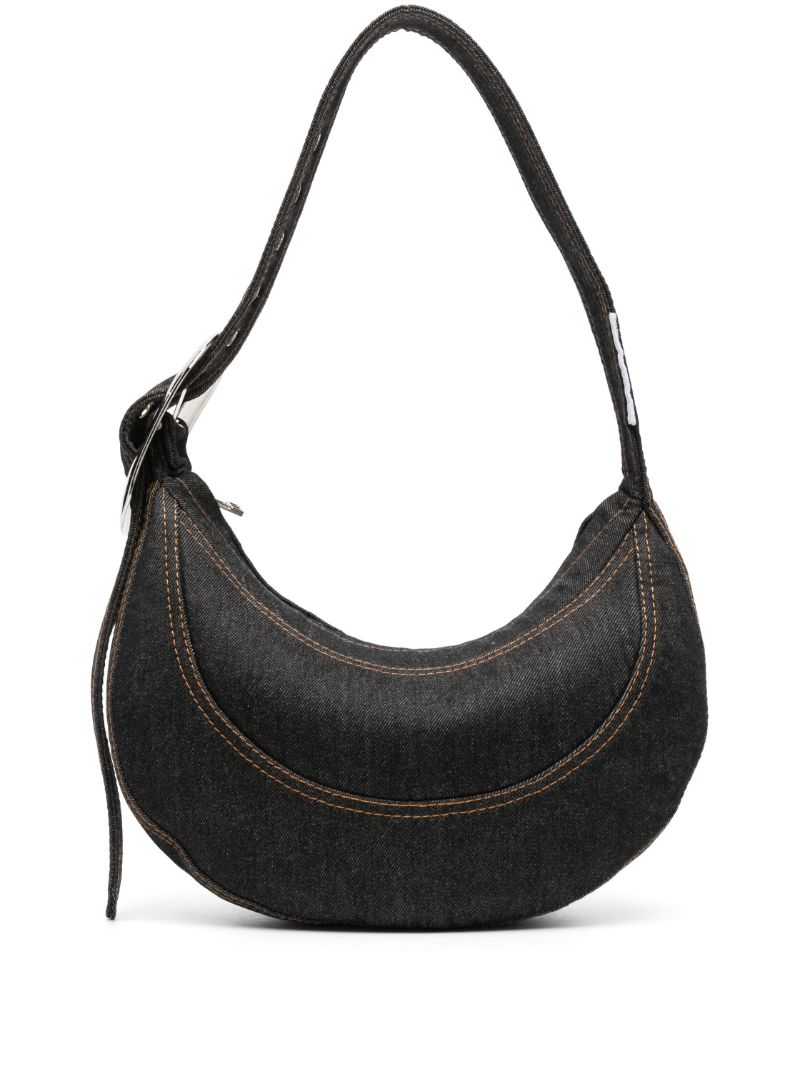 Grey Buckle-detail Denim Should Bag