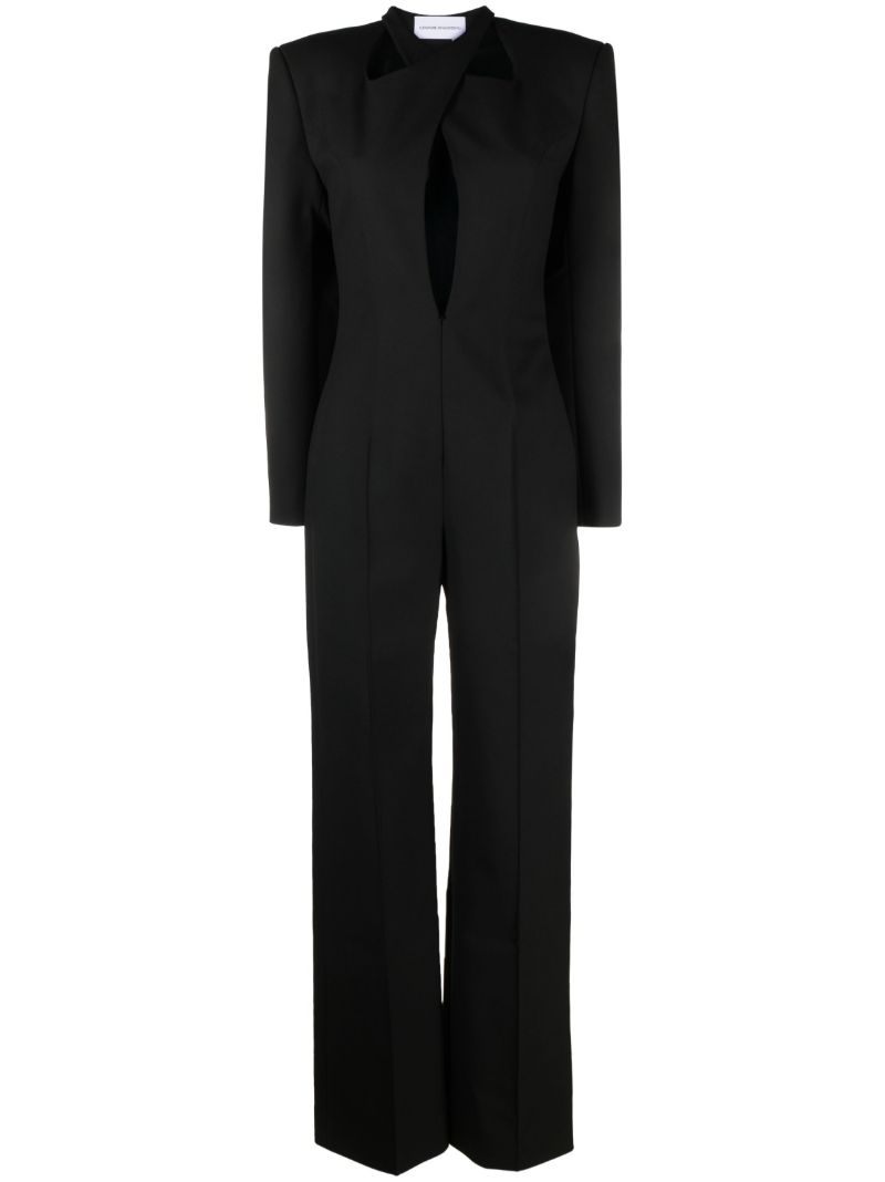 Black Cut-out Straight-leg Jumpsuit