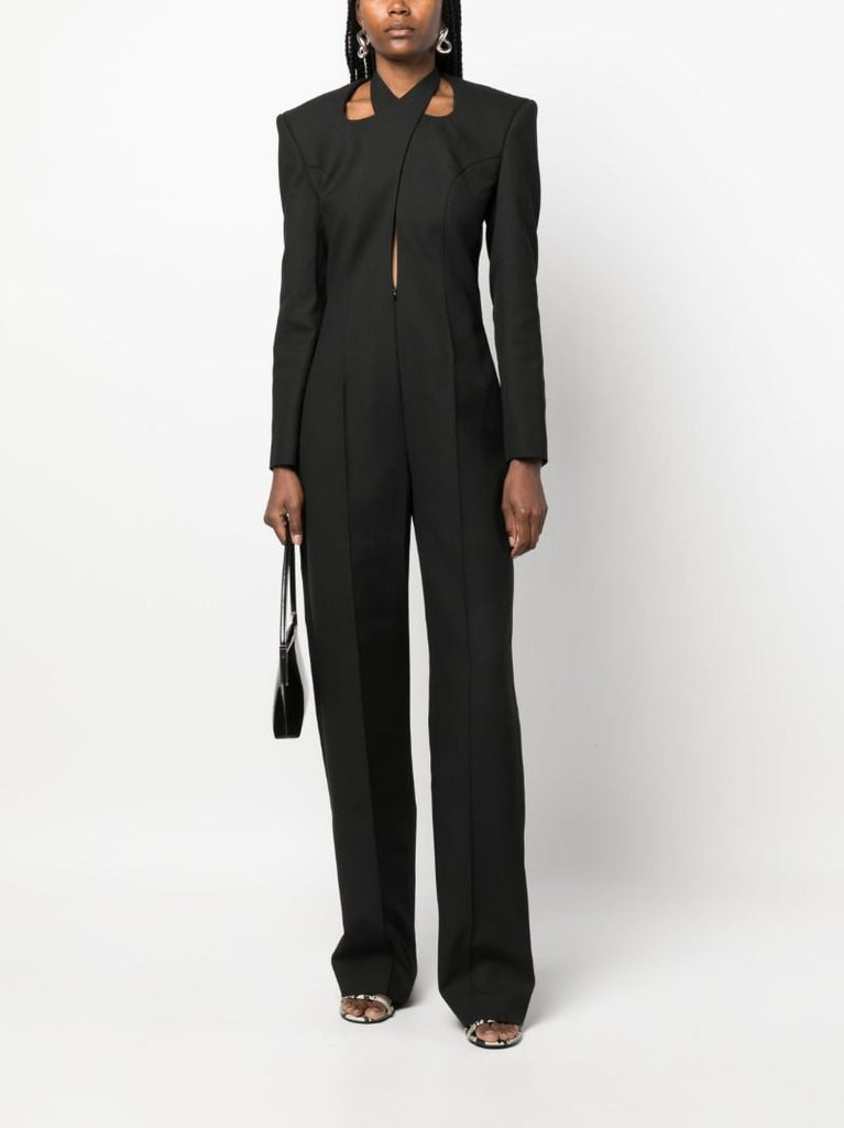 Black Cut-out Straight-leg Jumpsuit