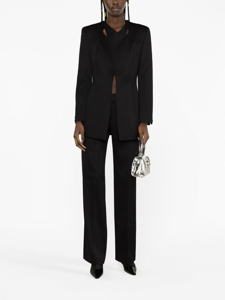 Black Cut-out Wool Blazer
