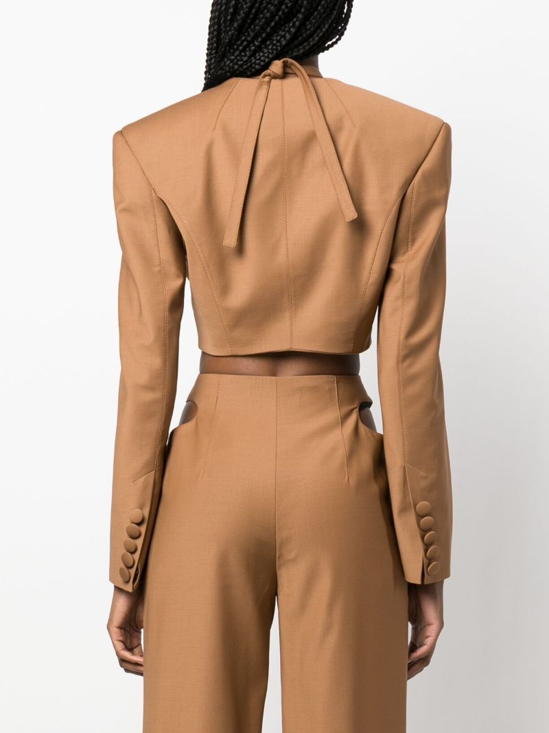 Brown Halterneck Virgin Wool Blazer