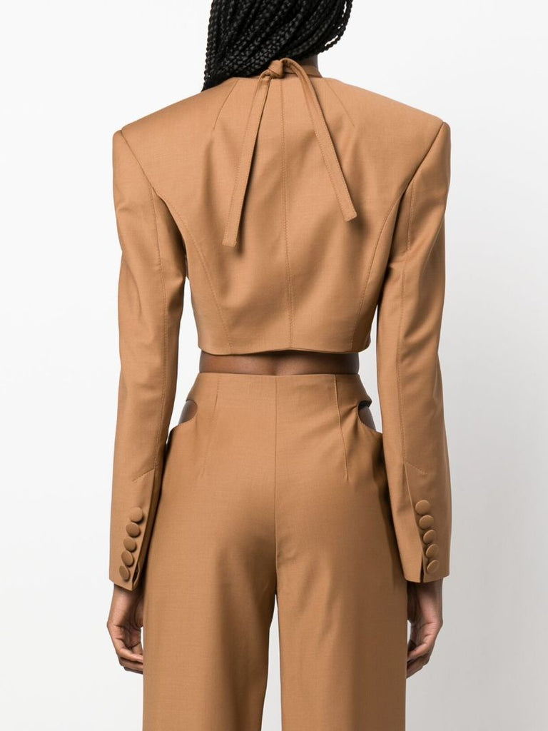Brown Halterneck Virgin Wool Blazer
