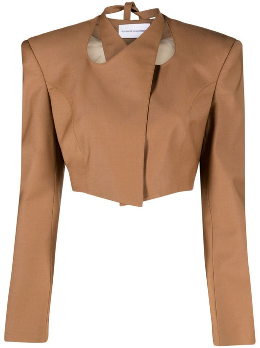 Brown Halterneck Virgin Wool Blazer