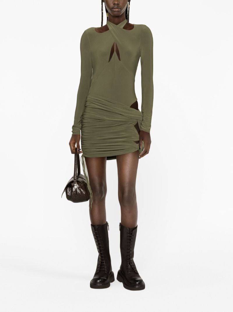 Green Ruched Mini Dress
