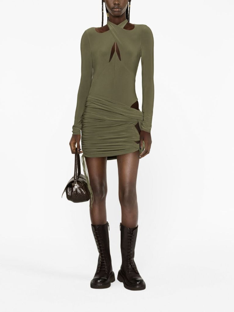 Green Ruched Mini Dress