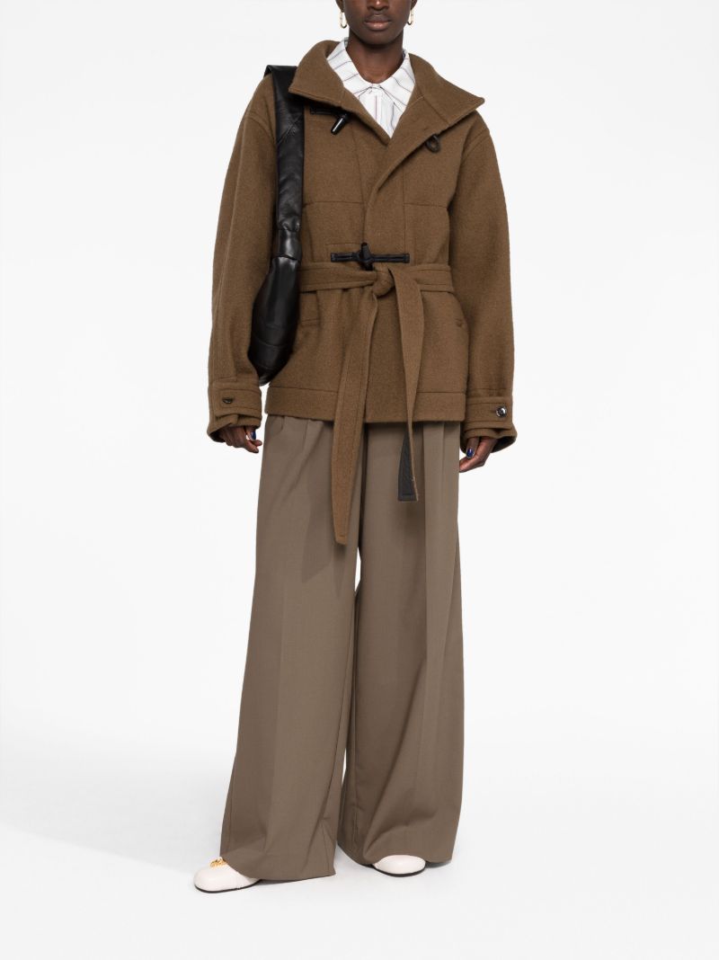 Brown Belted High Neck Coat