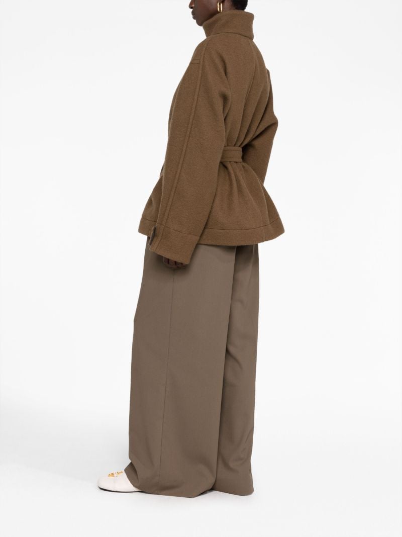 Brown Belted High Neck Coat
