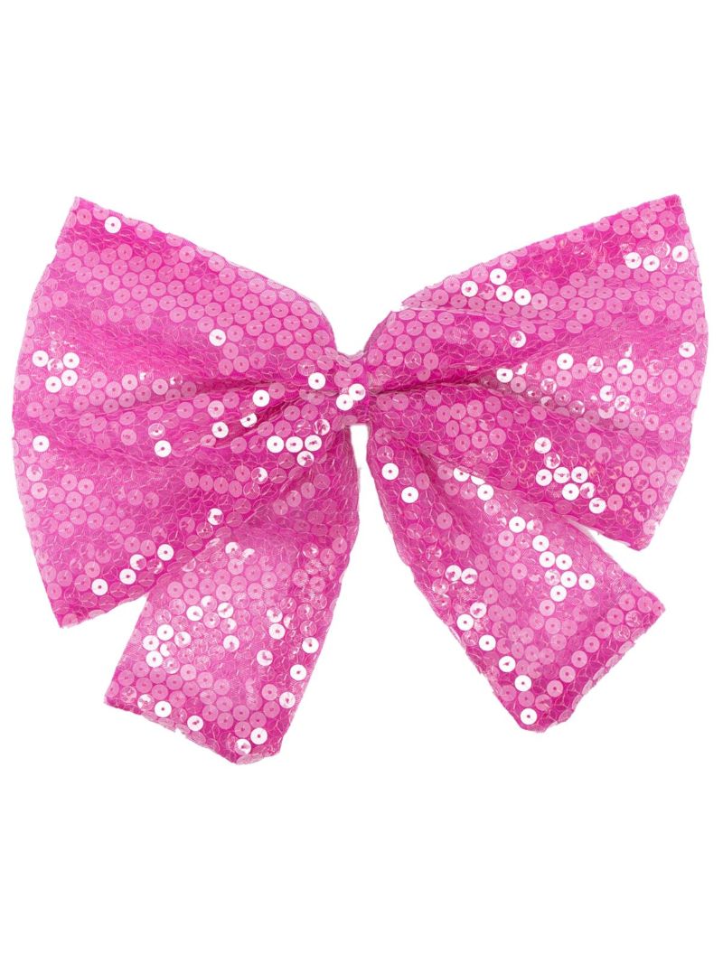Pink Sequin-embellished Bow Hair Clip