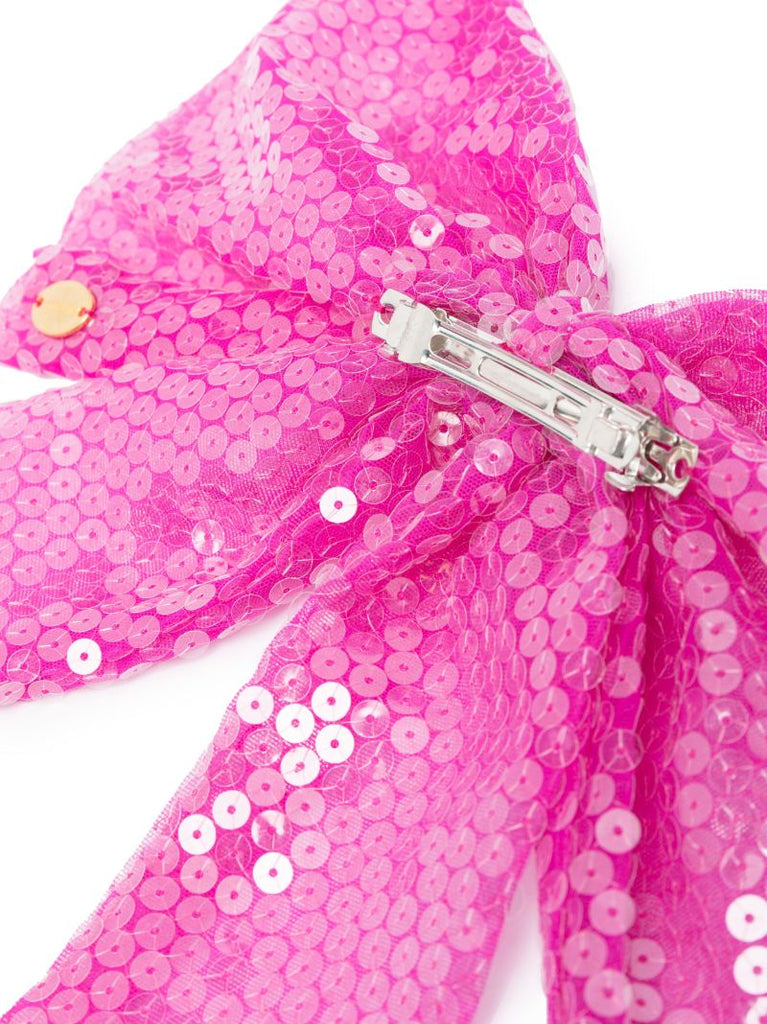 Pink Sequin-embellished Bow Hair Clip