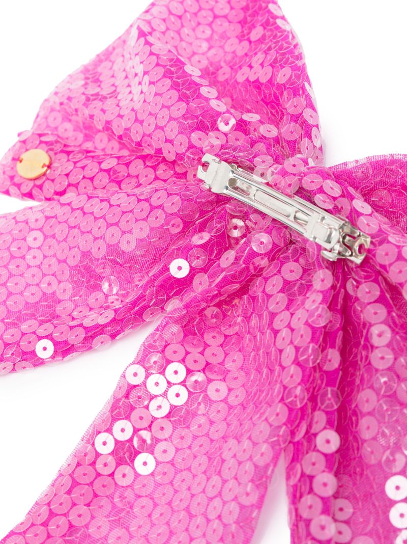 Pink Sequin-embellished Bow Hair Clip