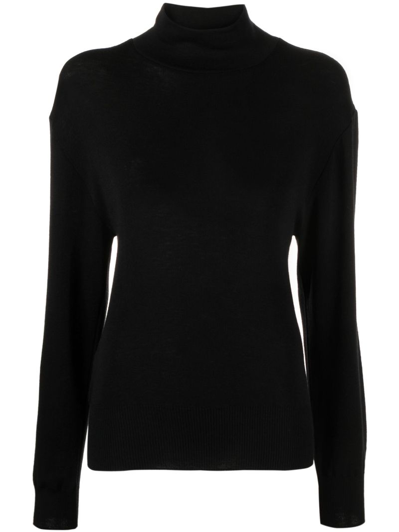 Black Roll-neck Wool Sweater