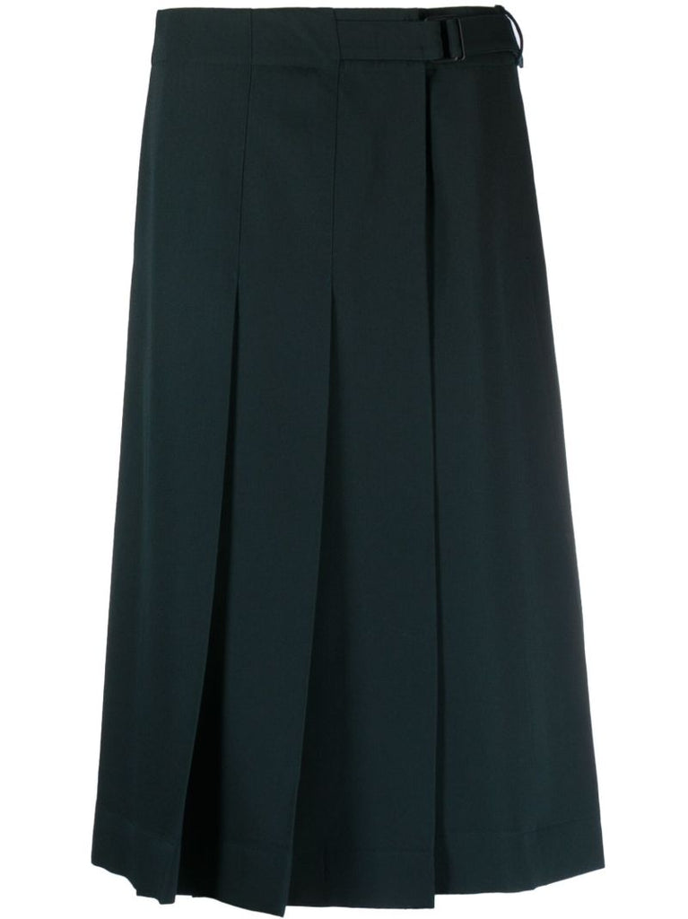 Grey Pleated Virgin-wool Skirt