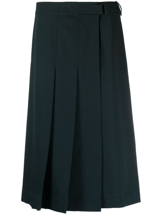 Grey Pleated Virgin-wool Skirt