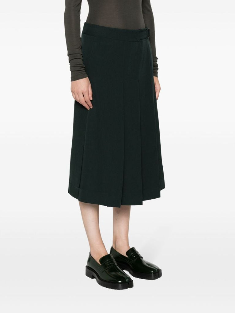 Grey Pleated Virgin-wool Skirt