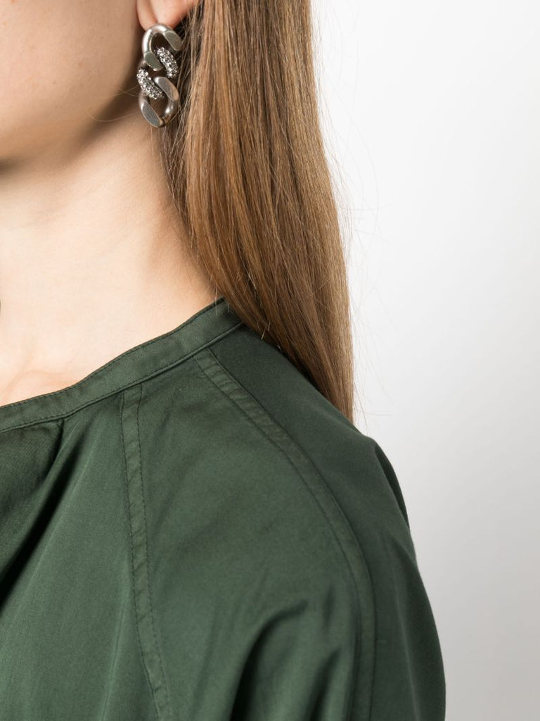 Green Twisted Cotton Shirt Dress