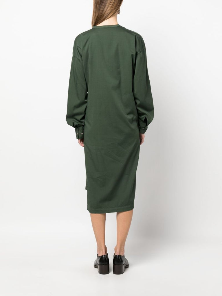 Green Twisted Cotton Shirt Dress