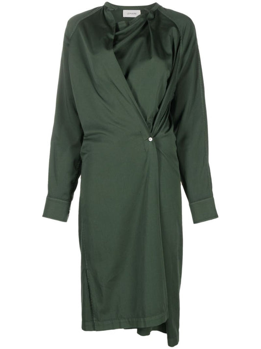 Green Twisted Cotton Shirt Dress