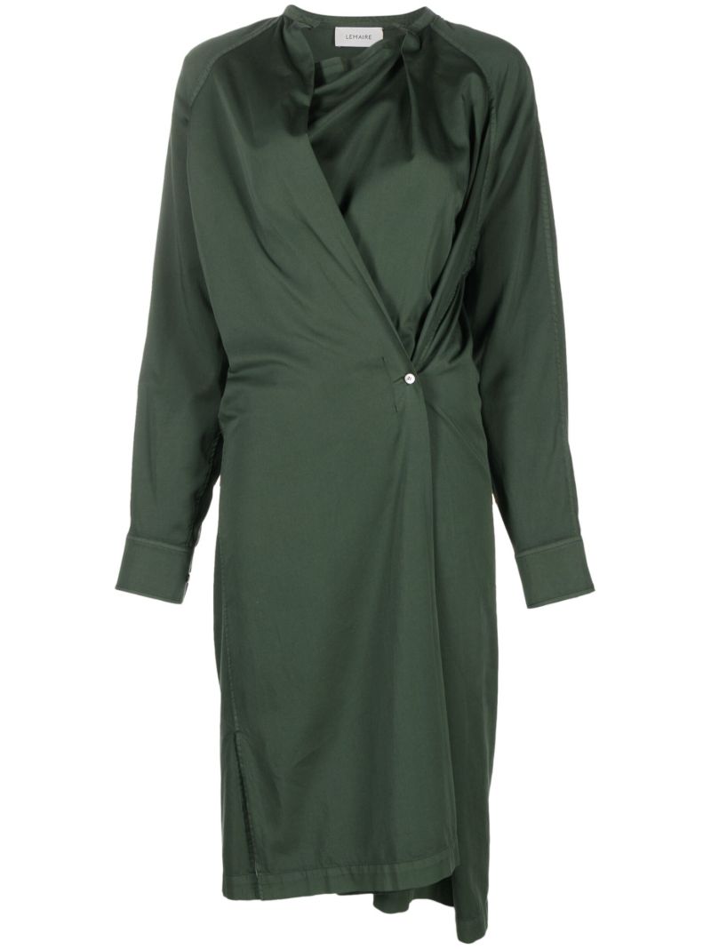 Green Twisted Cotton Shirt Dress