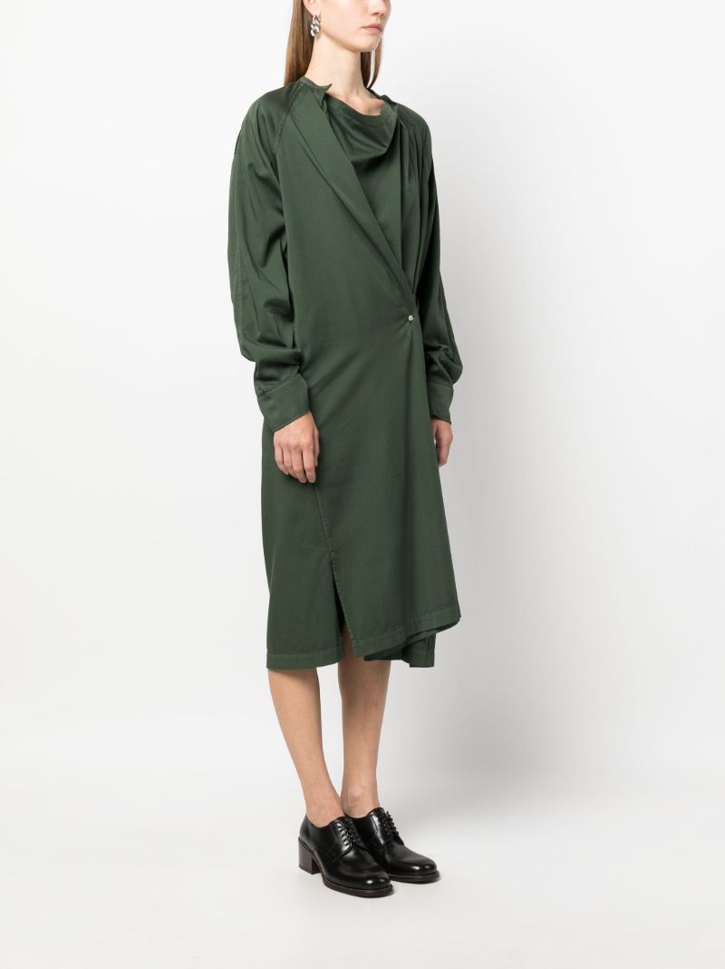 Green Twisted Cotton Shirt Dress
