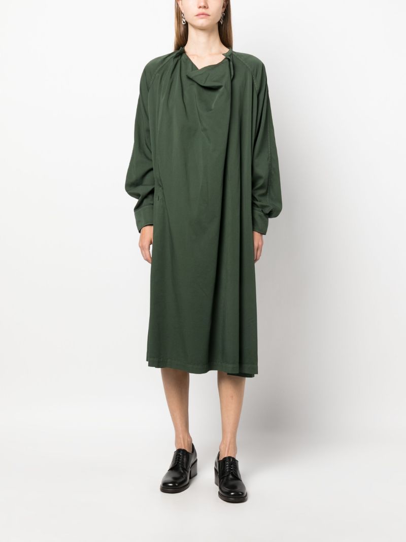 Green Twisted Cotton Shirt Dress