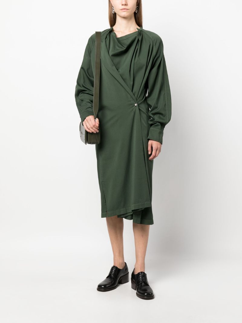 Green Twisted Cotton Shirt Dress